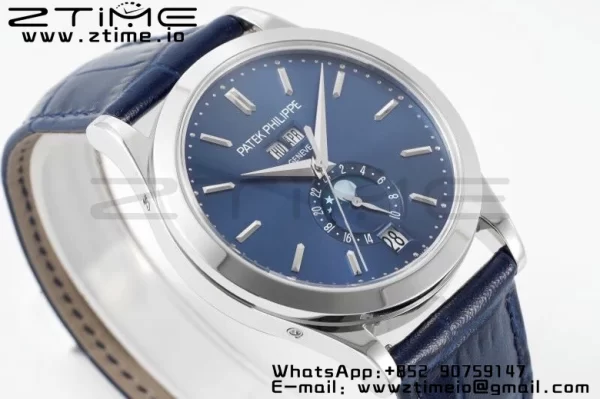 PATEK PHILIPPE Annual Calendar Moonphase 5396 SS ZF 1:1 Best Edition Blue Dial on Blue Leather Strap A324 - Super Clone Watch | 1:1 Best Version