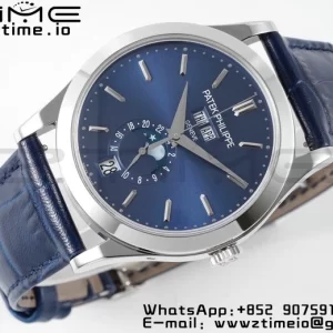 PATEK PHILIPPE Annual Calendar Moonphase 5396 SS ZF 1:1 Best Edition Blue Dial on Blue Leather Strap A324 - Super Clone Watch | 1:1 Best Version