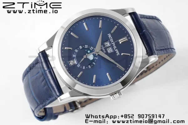 PATEK PHILIPPE Annual Calendar Moonphase 5396 SS ZF 1:1 Best Edition Blue Dial on Blue Leather Strap A324 - Super Clone Watch | 1:1 Best Version