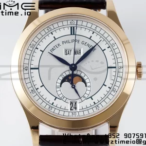 PATEK PHILIPPE Annual Calendar Moonphase 5396 RG ZF 1:1 Best EditionWhite/Blue Dial on Brown Leather Strap A324 - Super Clone Watch | 1:1 Best Version