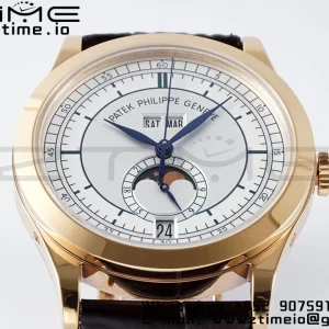 PATEK PHILIPPE Annual Calendar Moonphase 5396 RG ZF 1:1 Best EditionWhite/Blue Dial on Brown Leather Strap A324 - Super Clone Watch | 1:1 Best Version