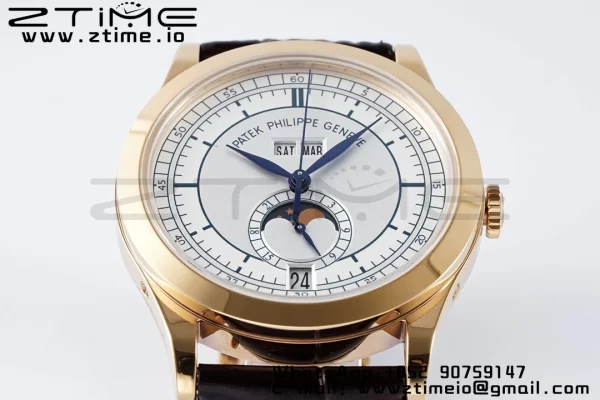 PATEK PHILIPPE Annual Calendar Moonphase 5396 RG ZF 1:1 Best EditionWhite/Blue Dial on Brown Leather Strap A324 - Super Clone Watch | 1:1 Best Version