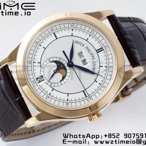 PATEK PHILIPPE Annual Calendar Moonphase 5396 RG ZF 1:1 Best EditionWhite/Blue Dial on Brown Leather Strap A324 - Super Clone Watch | 1:1 Best Version