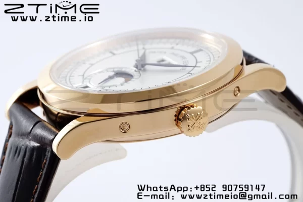PATEK PHILIPPE Annual Calendar Moonphase 5396 RG ZF 1:1 Best EditionWhite/Blue Dial on Brown Leather Strap A324 - Super Clone Watch | 1:1 Best Version