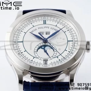 PATEK PHILIPPE Annual Calendar Moonphase 5396 SS ZF 1:1 Best Edition White/Blue Dial on Blue Leather Strap A324 - Super Clone Watch | 1:1 Best Version