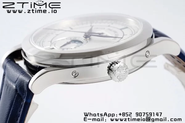 PATEK PHILIPPE Annual Calendar Moonphase 5396 SS ZF 1:1 Best Edition White/Blue Dial on Blue Leather Strap A324 - Super Clone Watch | 1:1 Best Version