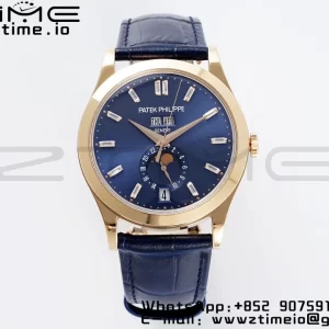 PATEK PHILIPPE Annual Calendar Moonphase 5396 RG ZF 1:1 Best Edition Blue Crystal Dial on Blue Leather Strap A324 - Super Clone Watch | 1:1 Best Version