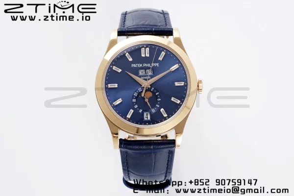 PATEK PHILIPPE Annual Calendar Moonphase 5396 RG ZF 1:1 Best Edition Blue Crystal Dial on Blue Leather Strap A324 - Super Clone Watch | 1:1 Best Version