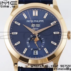 PATEK PHILIPPE Annual Calendar Moonphase 5396 RG ZF 1:1 Best Edition Blue Crystal Dial on Blue Leather Strap A324 - Super Clone Watch | 1:1 Best Version