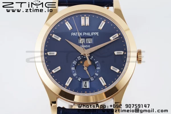 PATEK PHILIPPE Annual Calendar Moonphase 5396 RG ZF 1:1 Best Edition Blue Crystal Dial on Blue Leather Strap A324 - Super Clone Watch | 1:1 Best Version