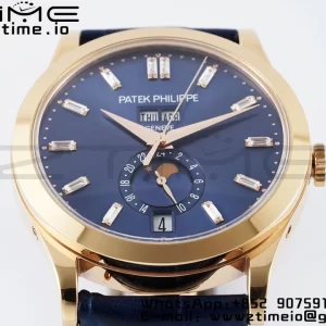 PATEK PHILIPPE Annual Calendar Moonphase 5396 RG ZF 1:1 Best Edition Blue Crystal Dial on Blue Leather Strap A324 - Super Clone Watch | 1:1 Best Version