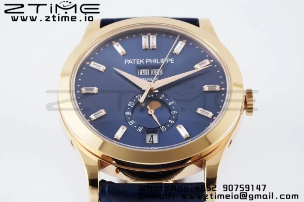 PATEK PHILIPPE Annual Calendar Moonphase 5396 RG ZF 1:1 Best Edition Blue Crystal Dial on Blue Leather Strap A324 - Super Clone Watch | 1:1 Best Version