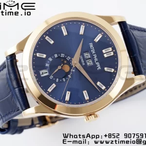 PATEK PHILIPPE Annual Calendar Moonphase 5396 RG ZF 1:1 Best Edition Blue Crystal Dial on Blue Leather Strap A324 - Super Clone Watch | 1:1 Best Version