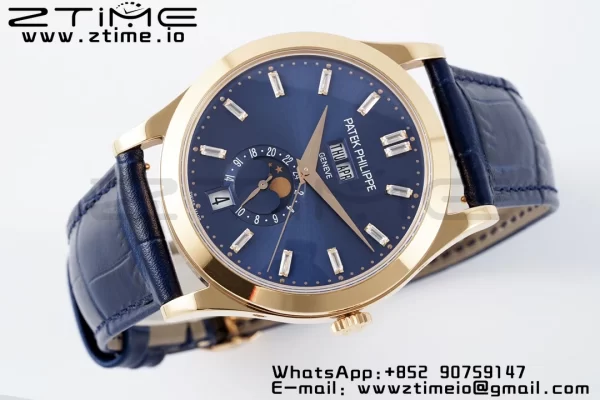 PATEK PHILIPPE Annual Calendar Moonphase 5396 RG ZF 1:1 Best Edition Blue Crystal Dial on Blue Leather Strap A324 - Super Clone Watch | 1:1 Best Version