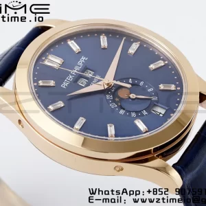 PATEK PHILIPPE Annual Calendar Moonphase 5396 RG ZF 1:1 Best Edition Blue Crystal Dial on Blue Leather Strap A324 - Super Clone Watch | 1:1 Best Version
