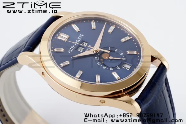 PATEK PHILIPPE Annual Calendar Moonphase 5396 RG ZF 1:1 Best Edition Blue Crystal Dial on Blue Leather Strap A324 - Super Clone Watch | 1:1 Best Version