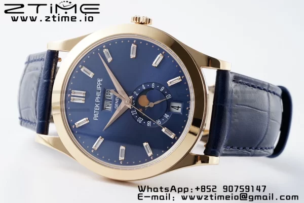 PATEK PHILIPPE Annual Calendar Moonphase 5396 RG ZF 1:1 Best Edition Blue Crystal Dial on Blue Leather Strap A324 - Super Clone Watch | 1:1 Best Version