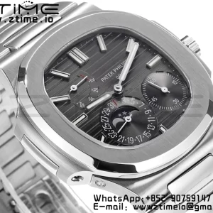 PATEK PHILIPPE Nautilus 5712 GRF 1:1 Best Edition Moon Phase Gray Dial on SS Bracelet A240 - Super Clone Watch | 1:1 Best Version