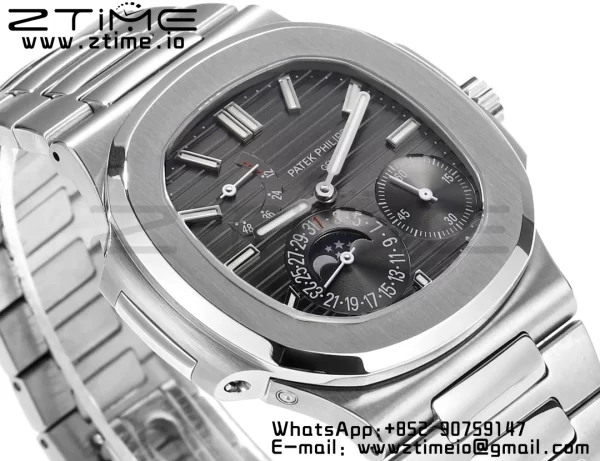 PATEK PHILIPPE Nautilus 5712 GRF 1:1 Best Edition Moon Phase Gray Dial on SS Bracelet A240 - Super Clone Watch | 1:1 Best Version