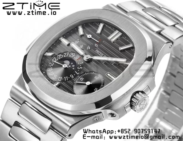 PATEK PHILIPPE Nautilus 5712 GRF 1:1 Best Edition Moon Phase Gray Dial on SS Bracelet A240 - Super Clone Watch | 1:1 Best Version