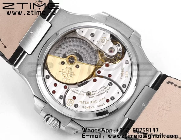 PATEK PHILIPPE Nautilus 5712 GRF 1:1 Best Edition Moon Phase Gray Dial on Black Leather Strap A240 - Super Clone Watch | 1:1 Best Version