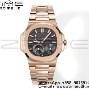 PATEK PHILIPPE Nautilus 5712 GRF 1:1 Best Edition Moon Phase Gray Dial on RG Bracelet A240 - Super Clone Watch | 1:1 Best Version