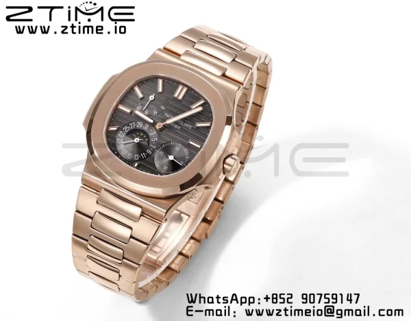 PATEK PHILIPPE Nautilus 5712 GRF 1:1 Best Edition Moon Phase Gray Dial on RG Bracelet A240 - Super Clone Watch | 1:1 Best Version