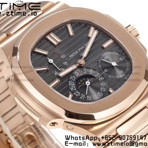 PATEK PHILIPPE Nautilus 5712 GRF 1:1 Best Edition Moon Phase Gray Dial on RG Bracelet A240 - Super Clone Watch | 1:1 Best Version
