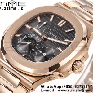 PATEK PHILIPPE Nautilus 5712 GRF 1:1 Best Edition Moon Phase Gray Dial on RG Bracelet A240 - Super Clone Watch | 1:1 Best Version