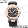 PATEK PHILIPPE Nautilus RG/SS 5712 GRF 1:1 Best Edition Moon Phase Gray Dial on Black Leather Strap A240 - Super Clone Watch | 1:1 Best Version