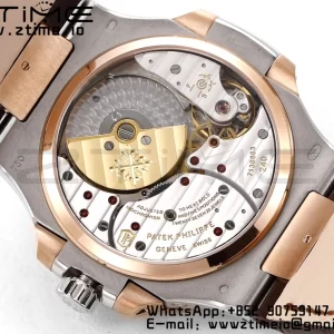 PATEK PHILIPPE Nautilus RG/SS 5712 GRF 1:1 Best Edition Moon Phase Gray Dial on Black Leather Strap A240 - Super Clone Watch | 1:1 Best Version