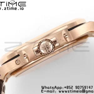 PATEK PHILIPPE Nautilus RG/SS 5712 GRF 1:1 Best Edition Moon Phase Gray Dial on Brown Leather Strap A240 - Super Clone Watch | 1:1 Best Version