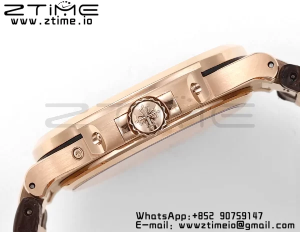 PATEK PHILIPPE Nautilus RG/SS 5712 GRF 1:1 Best Edition Moon Phase Gray Dial on Brown Leather Strap A240 - Super Clone Watch | 1:1 Best Version