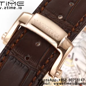 PATEK PHILIPPE Nautilus RG/SS 5712 GRF 1:1 Best Edition Moon Phase Gray Dial on Brown Leather Strap A240 - Super Clone Watch | 1:1 Best Version