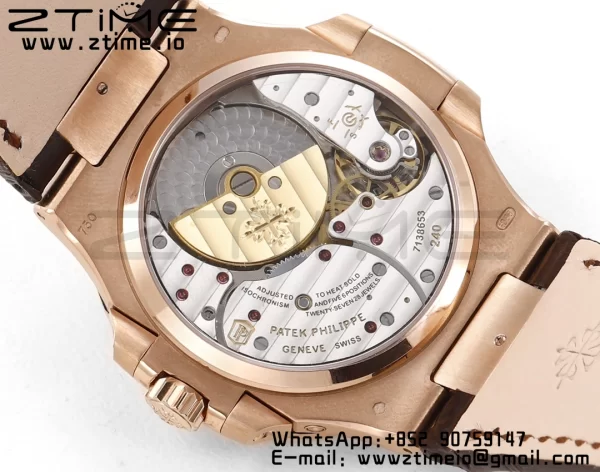 PATEK PHILIPPE Nautilus RG/SS 5712 GRF 1:1 Best Edition Moon Phase Gray Dial on Brown Leather Strap A240 - Super Clone Watch | 1:1 Best Version