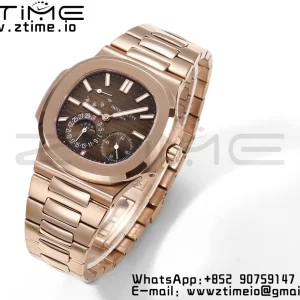 PATEK PHILIPPE Nautilus 5712 GRF 1:1 Best Edition Moon Phase Brown Dial on RG Bracelet A240 - Super Clone Watch | 1:1 Best Version