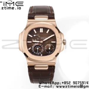 PATEK PHILIPPE Nautilus RG/SS 5712 GRF 1:1 Best Edition Moon Phase Brown Dial on Brown Leather Strap A240 - Super Clone Watch | 1:1 Best Version