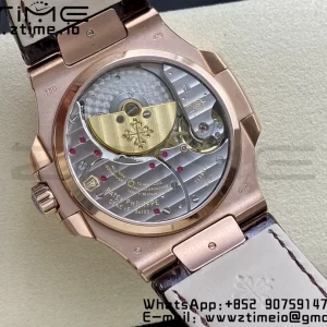 PATEK PHILIPPE Nautilus 5712 GRF 1:1 Best Edition Moon Phase Gray Dial Diamonds Bezel on Brown Leather Strap A240 - Super Clone Watch | 1:1 Best Version