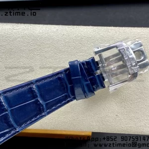 PATEK PHILIPPE Nautilus 5712 GRF 1:1 Best Edition Moon Phase Blue Dial Diamonds Bezel on Blue Leather Strap A240 - Super Clone Watch | 1:1 Best Version