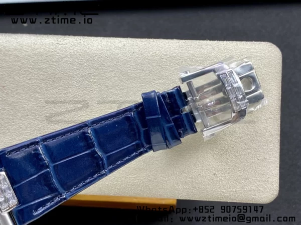 PATEK PHILIPPE Nautilus 5712 GRF 1:1 Best Edition Moon Phase Blue Dial Diamonds Bezel on Blue Leather Strap A240 - Super Clone Watch | 1:1 Best Version