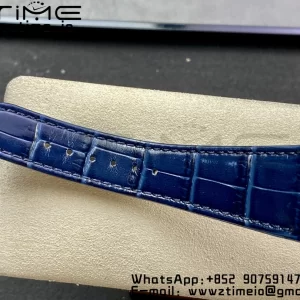 PATEK PHILIPPE Nautilus 5712 GRF 1:1 Best Edition Moon Phase Blue Dial Diamonds Bezel on Blue Leather Strap A240 - Super Clone Watch | 1:1 Best Version