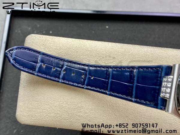 PATEK PHILIPPE Nautilus 5712 GRF 1:1 Best Edition Moon Phase Blue Dial Diamonds Bezel on Blue Leather Strap A240 - Super Clone Watch | 1:1 Best Version