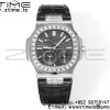 PATEK PHILIPPE Nautilus 5712 GRF 1:1 Best Edition ムーンフェイズ グレーダイアル ダイヤモンドベゼル ブラックレザーストラップ A240 - スーパークローンウォッチ｜1:1ベストバージョン