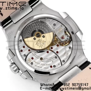 PATEK PHILIPPE Nautilus 5712 GRF 1:1 Best Edition Moon Phase Gray Dial Diamonds Bezel on Black Leather Strap A240 - Super Clone Watch | 1:1 Best Version