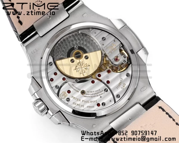 PATEK PHILIPPE Nautilus 5712 GRF 1:1 Best Edition Moon Phase Gray Dial Diamonds Bezel on Black Leather Strap A240 - Super Clone Watch | 1:1 Best Version