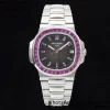 PATEK PHILIPPE Nautilus 5711 SS GRF 1:1 Best Edition グレー文字盤パープルダイヤモンドベゼルSSブレスレット324CS - スーパークローンウォッチ｜1:1ベストバージョン