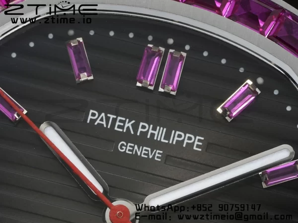 PATEK PHILIPPE Nautilus 5711 SS GRF 1:1 Best Edition Gray Dial Purple Diamonds Bezel on SS Bracelet 324CS - Super Clone Watch | 1:1 Best Version
