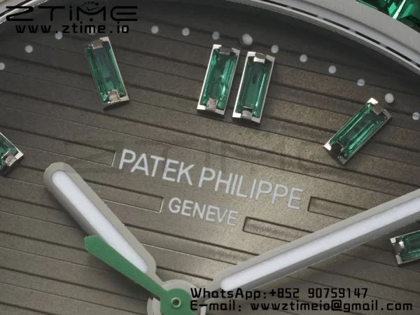 PATEK PHILIPPE Nautilus 5711 SS GRF 1:1 Best Edition Gray Dial Green Diamonds Bezel on SS Bracelet 324CS - Super Clone Watch | 1:1 Best Version