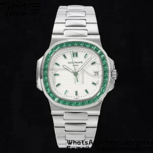 PATEK PHILIPPE Nautilus 5711 SS GRF 1:1 Best Edition White Dial Green Diamonds Bezel on SS Bracelet 324CS - Super Clone Watch | 1:1 Best Version