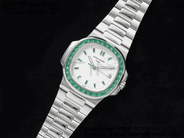 PATEK PHILIPPE Nautilus 5711 SS GRF 1:1 Best Edition White Dial Green Diamonds Bezel on SS Bracelet 324CS - Super Clone Watch | 1:1 Best Version